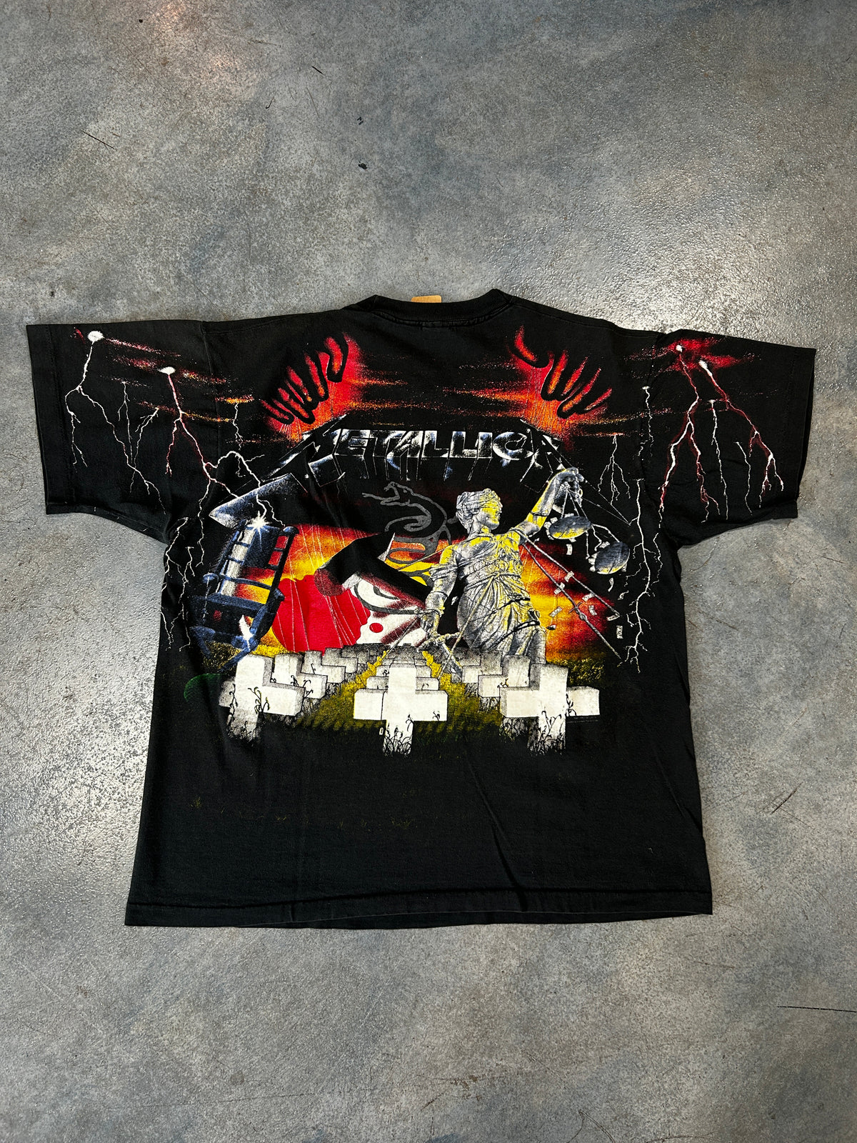 Vintage 90s Metallica And Justice For All Shirt XL AOP Fruit Of The Loom USA Tee B66
