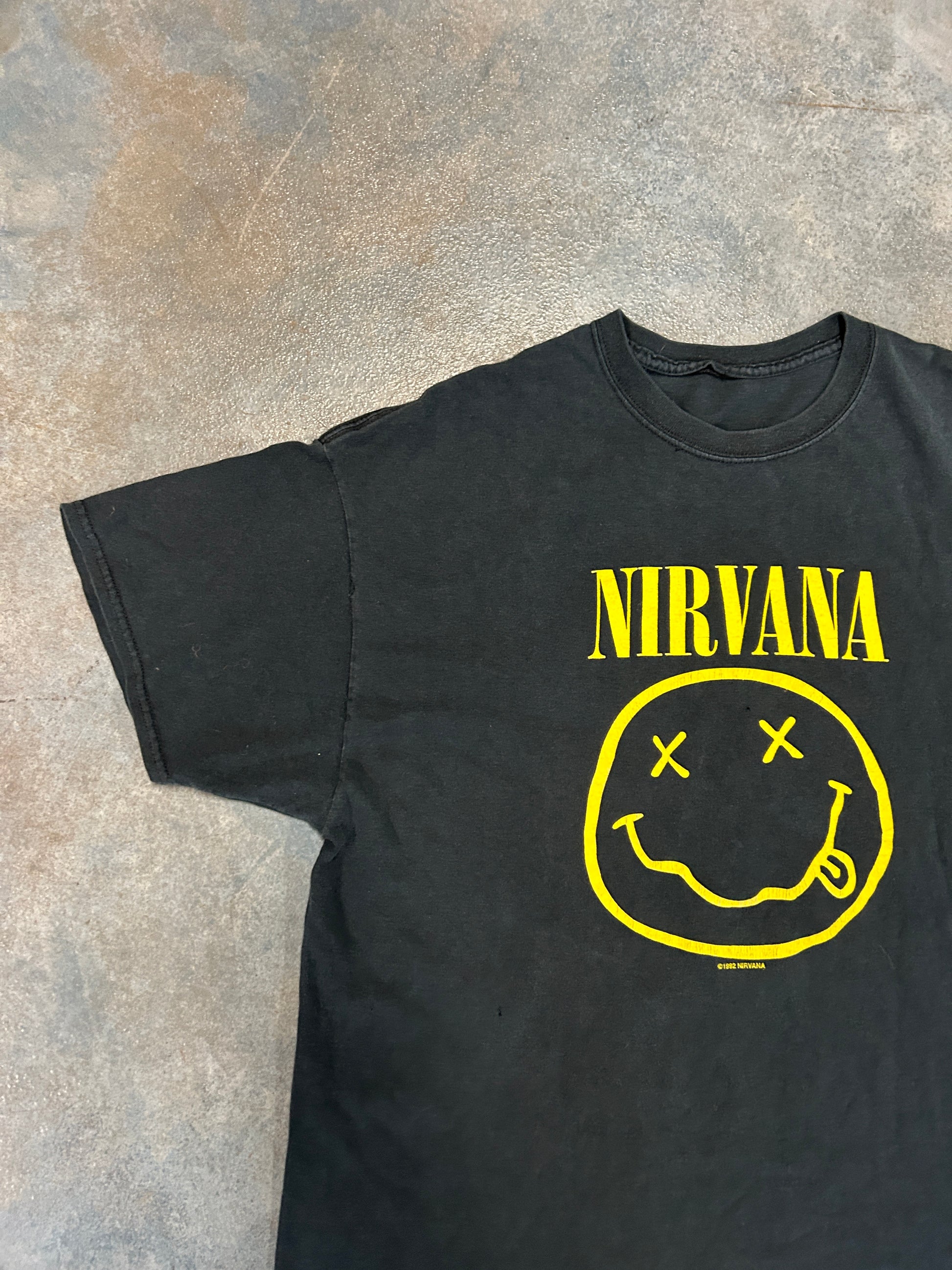 1992 OG Nirvana Smilie Face Black Tee (TC)