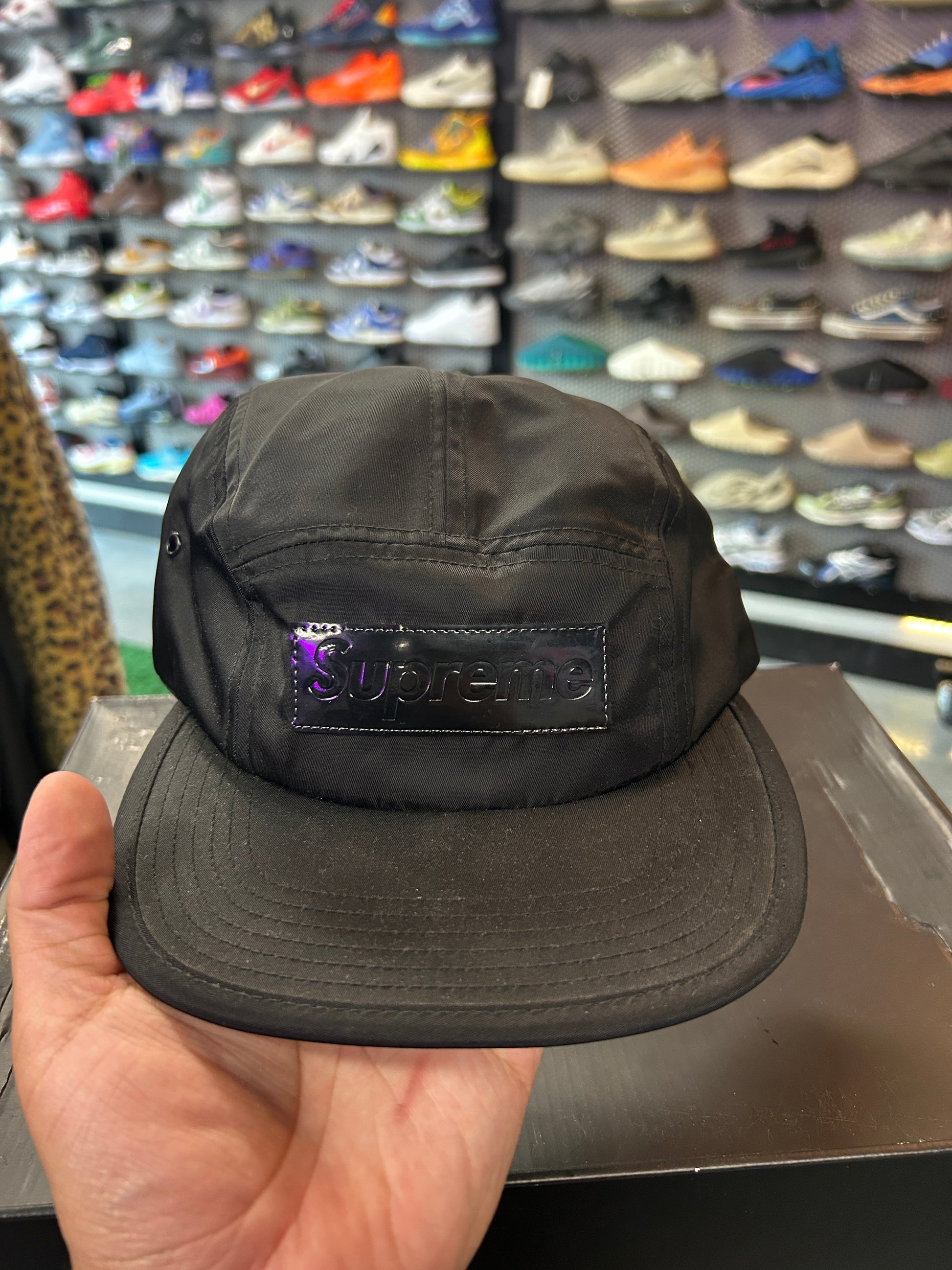 Supreme Liquid Metal Logo Camp Cap Black OTF