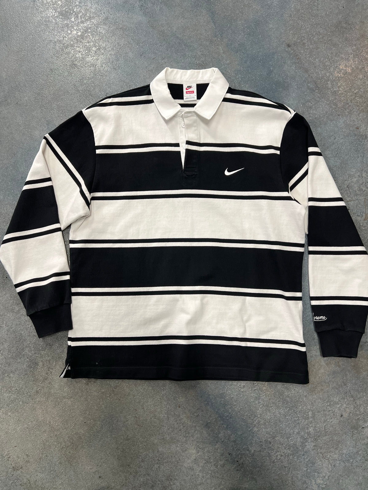 Supreme Nike Stripe Rugby Black B27