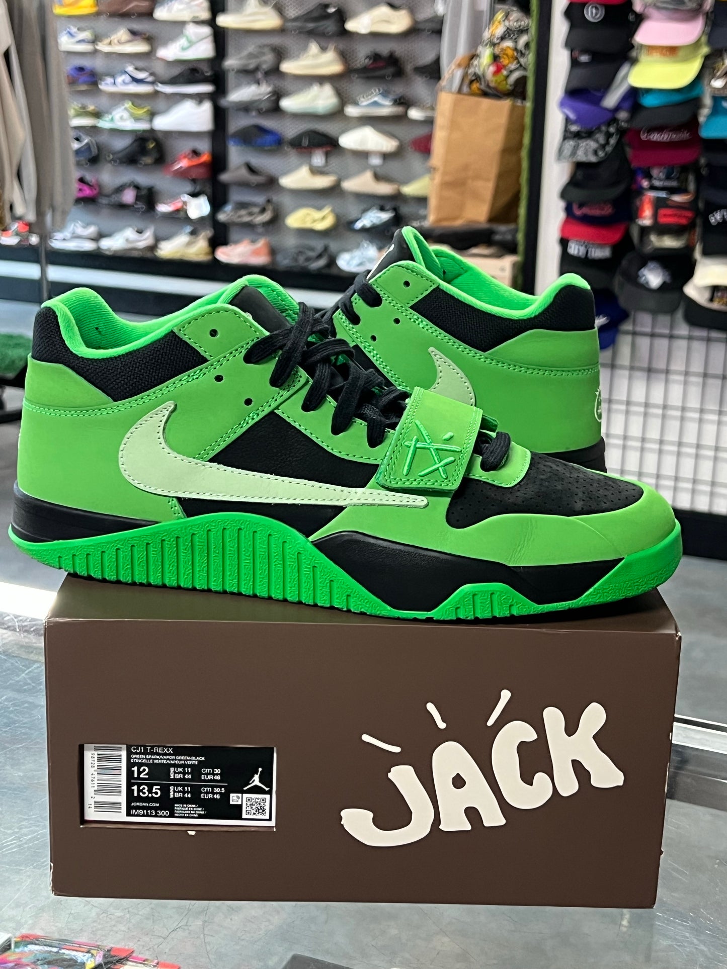 Jordan CJ1 T-Rexx Travis Scott Green Spark