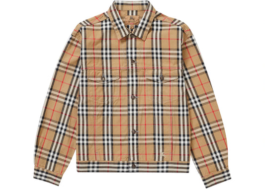 Supreme Burberry Denim Trucker Jacket Beige (YCC) B26 **TRIED ON ONLY**