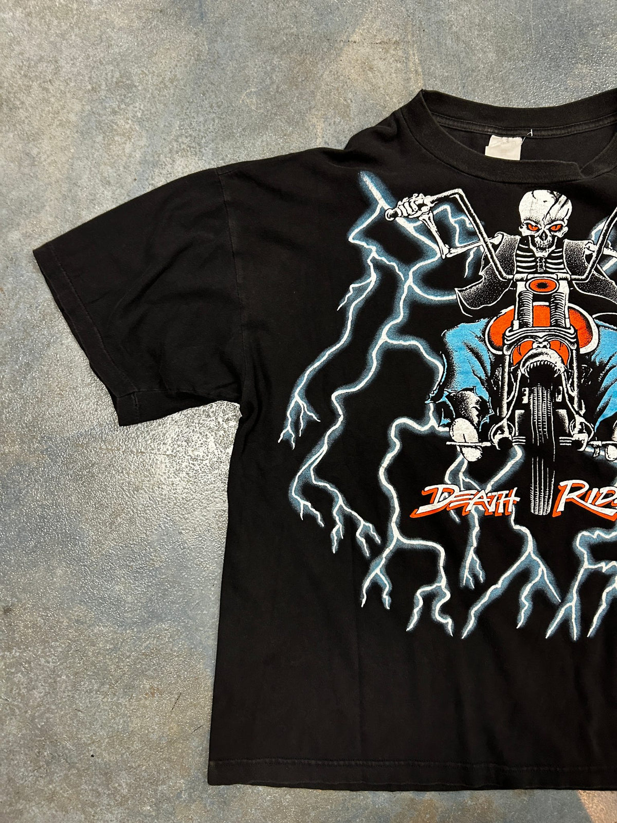 Vintage American Thunder Death Rider Skeleton Black Tee