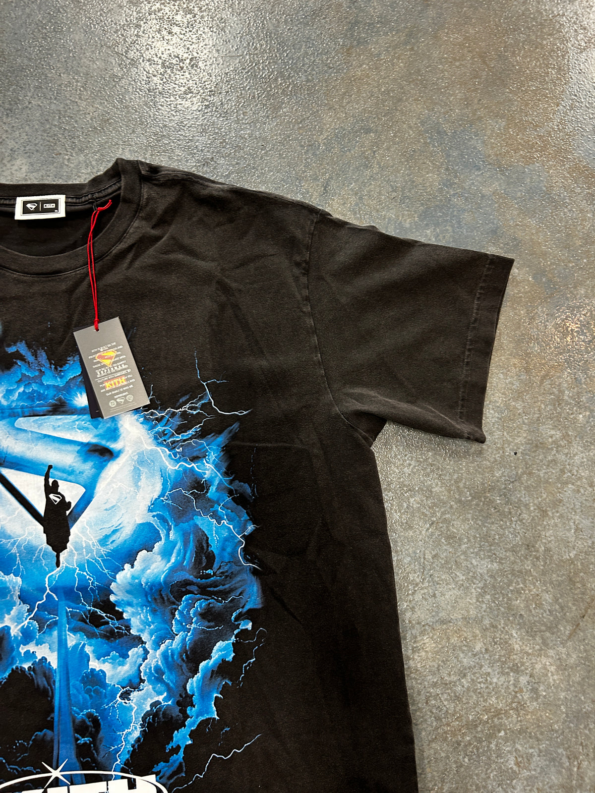 Kith x Superman 2025 Movie Lightning Vintage Black Tee