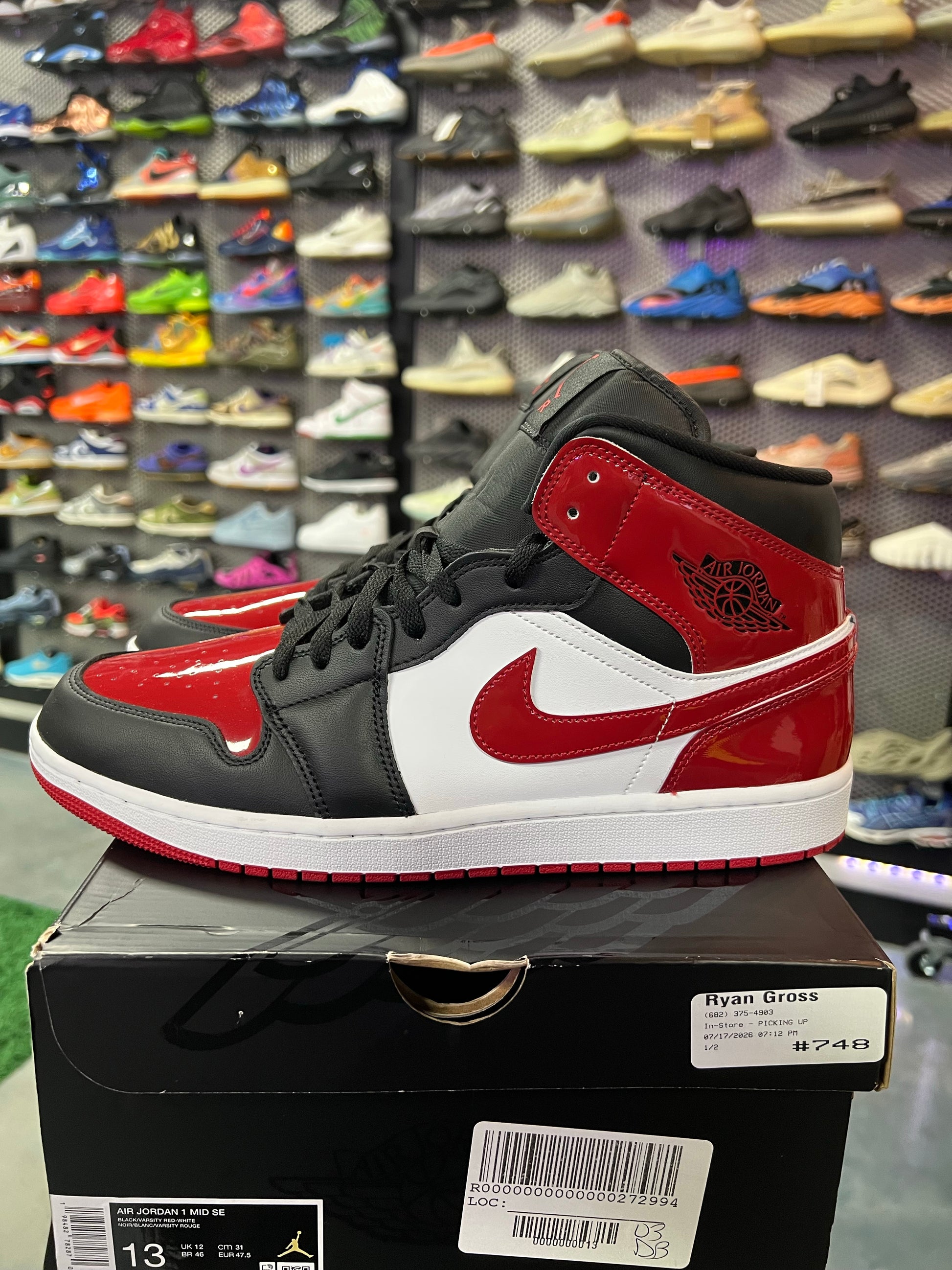 Jordan 1 Mid SE Patent Bred Toe