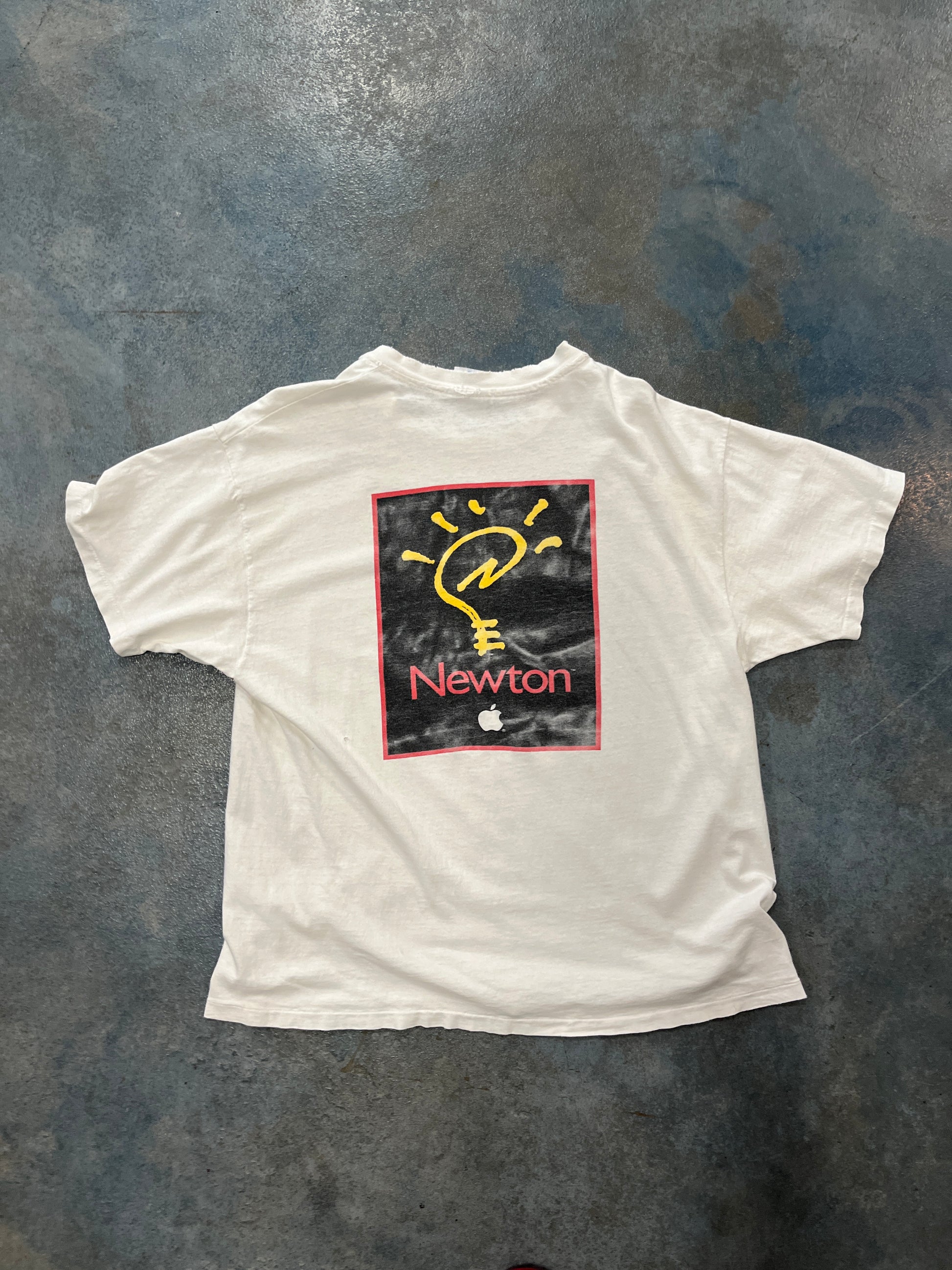 Vintage 90s Apple Newton Logo Hanes White T-Shirt OTF