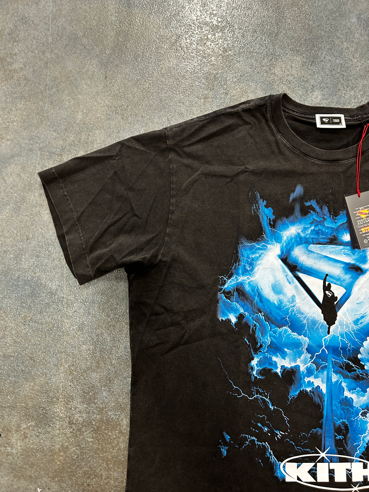 Kith x Superman 2025 Movie Lightning Vintage Black Tee