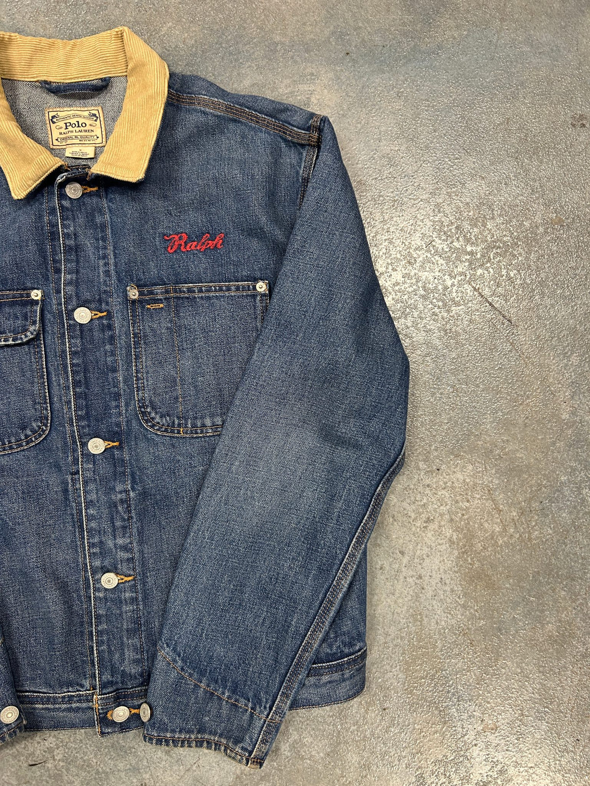 Vintage Polo Ralph Lauren Tiger Patch 1967 Dungaree Denim Trucker Jean Jacket