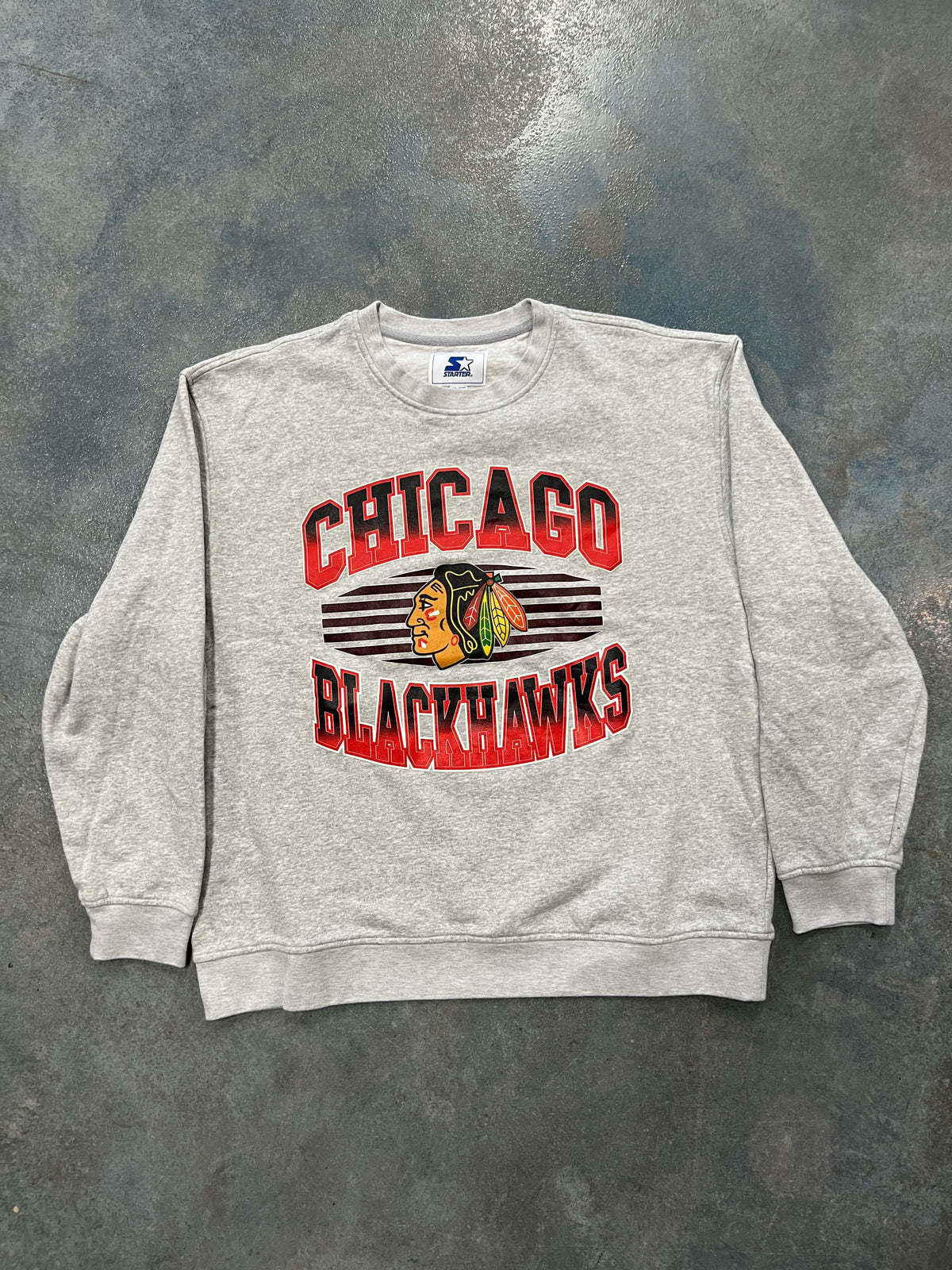 VintageChicago Blackhacks Starter Grey Pull Over