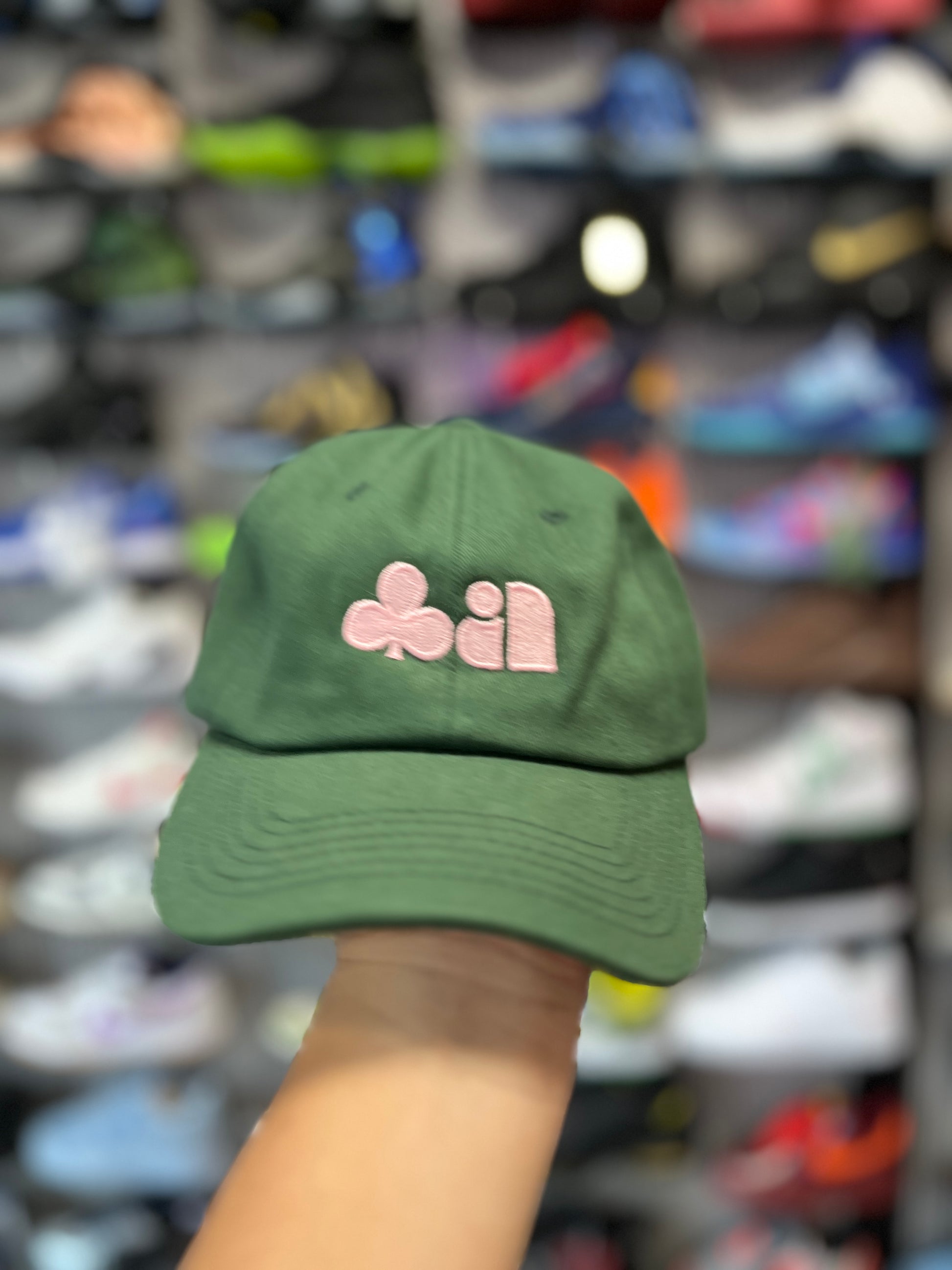 Pink clover green hat OTF