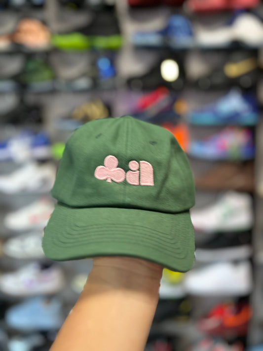 Pink clover green hat OTF