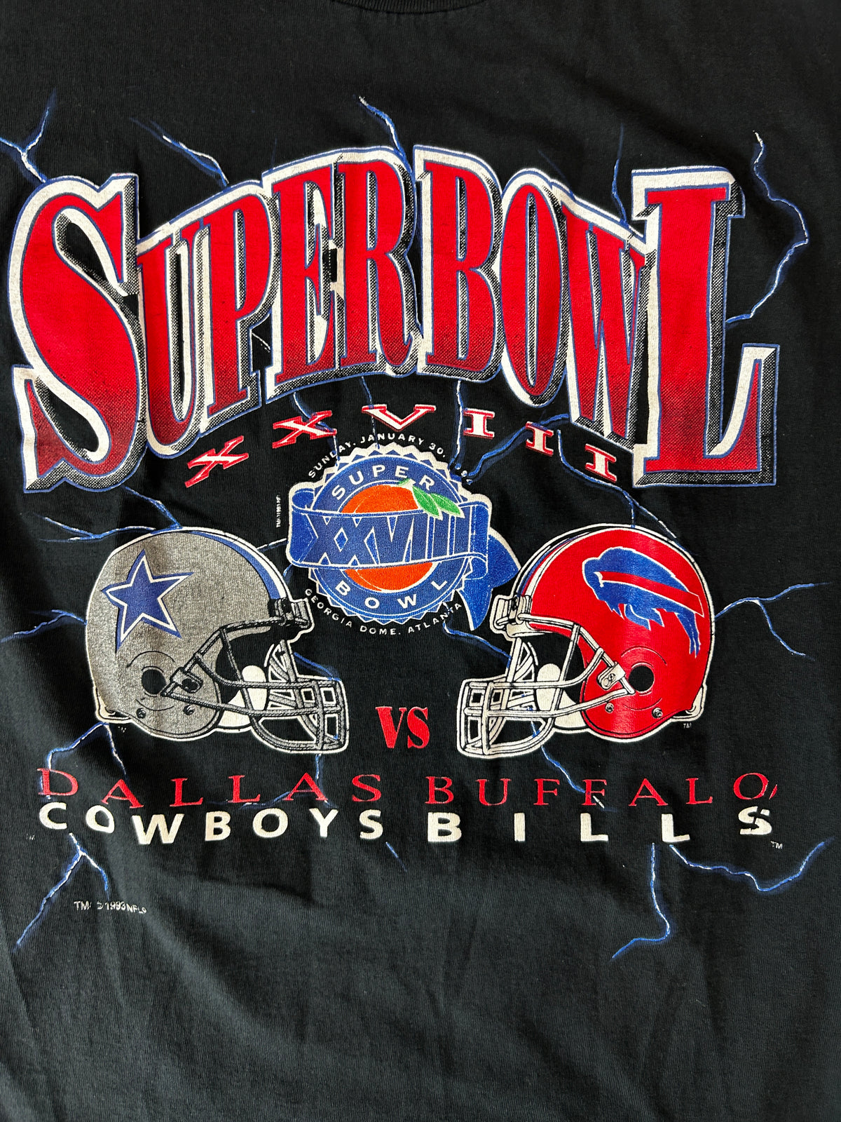 Vintage Super Bowl Cowboys Vs Bills Black Tee