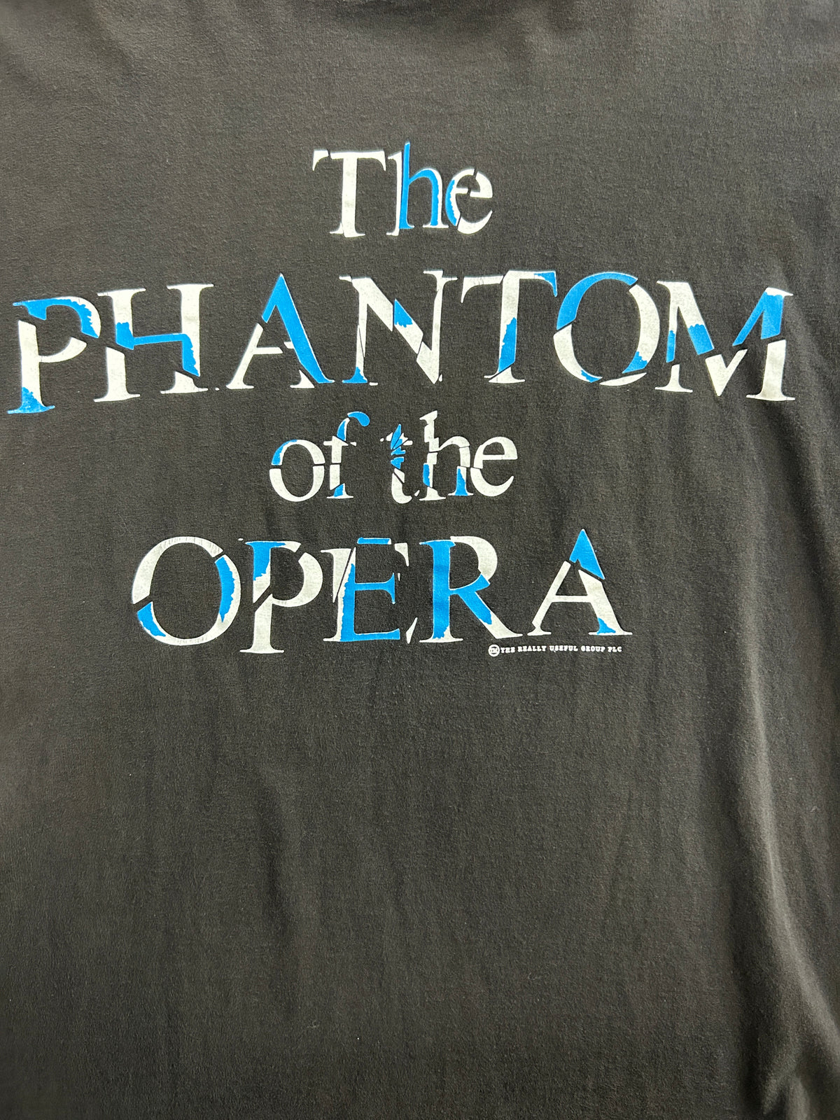 Vintage Phantom Of The Opera Broken Glass Text Black Tee