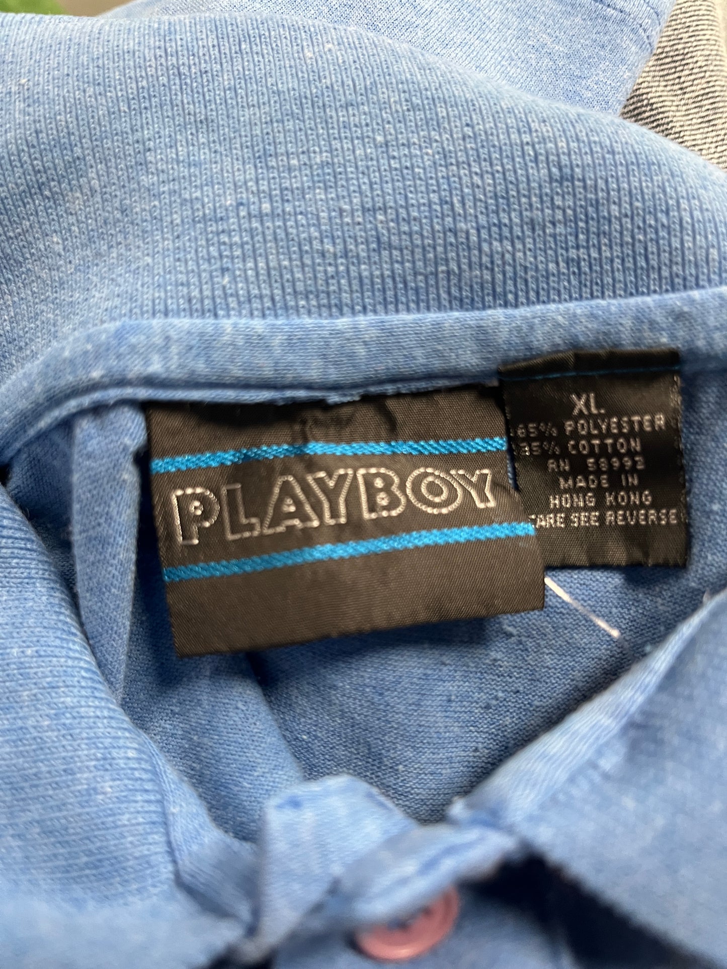 Playboy baby blue button up collar T-Shirt B38