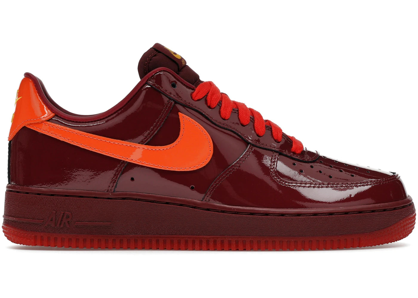 Nike Air Force 1 Low Patent Leather Dark Team Red Safety Orange For Bash
