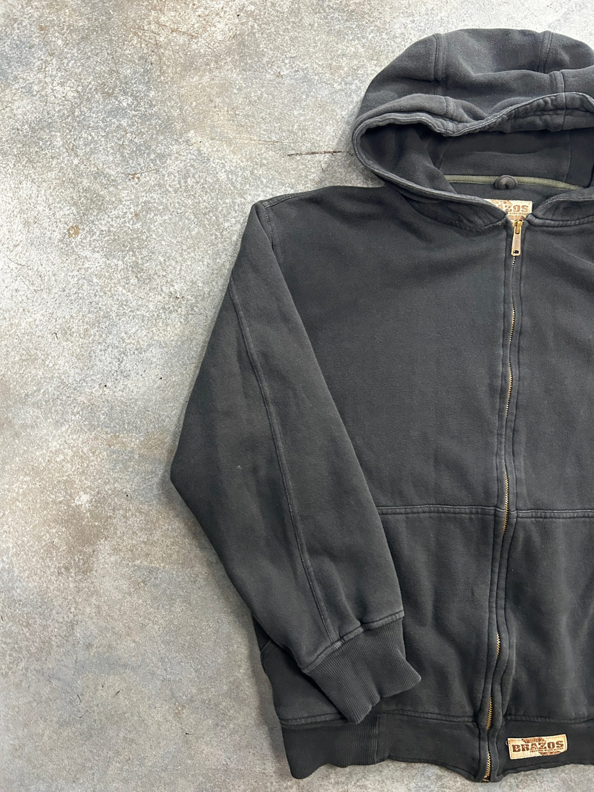 Vintage Brazos Thermal Green Lining Black Zip Up