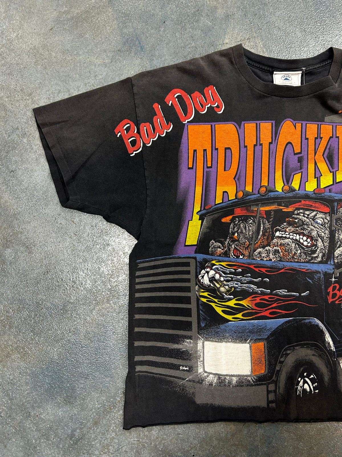 Vintage 1990s Bad Dog Trucking Big Print Black Tee