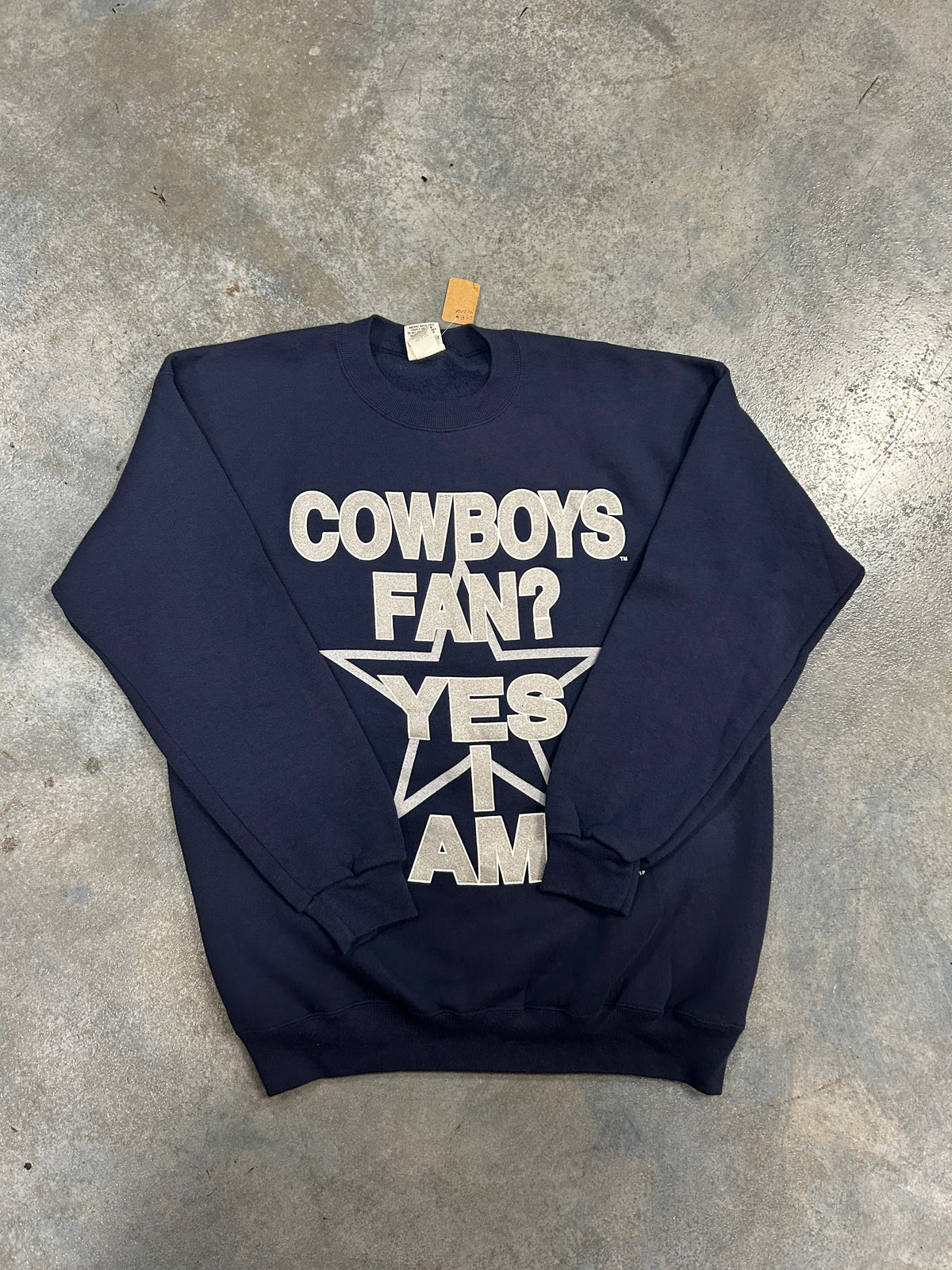 Vintage 90s Dallas Cowboys "COWBOYS FAN? YES I AM" Crewneck Navy