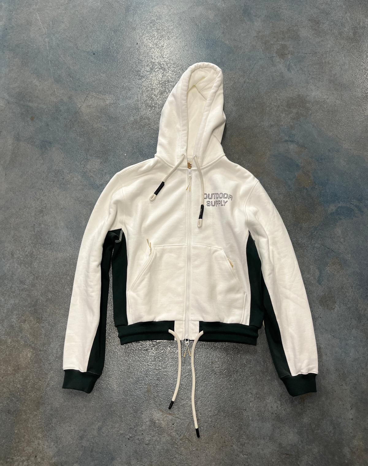 Outdoor Supply White Green Heavy Hoodie