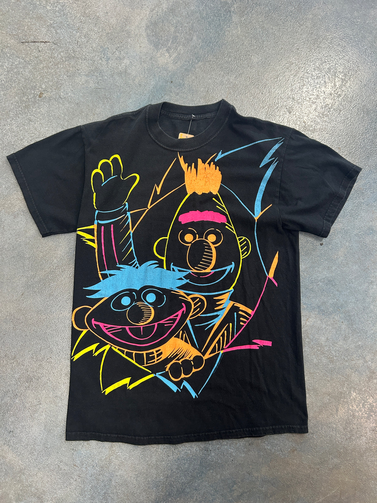 Vintage Sesame Street Bert and Ernie Black Tee
