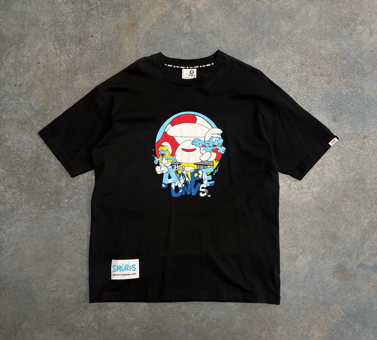 Ape by Bape Smurfs Collabe Black Tee