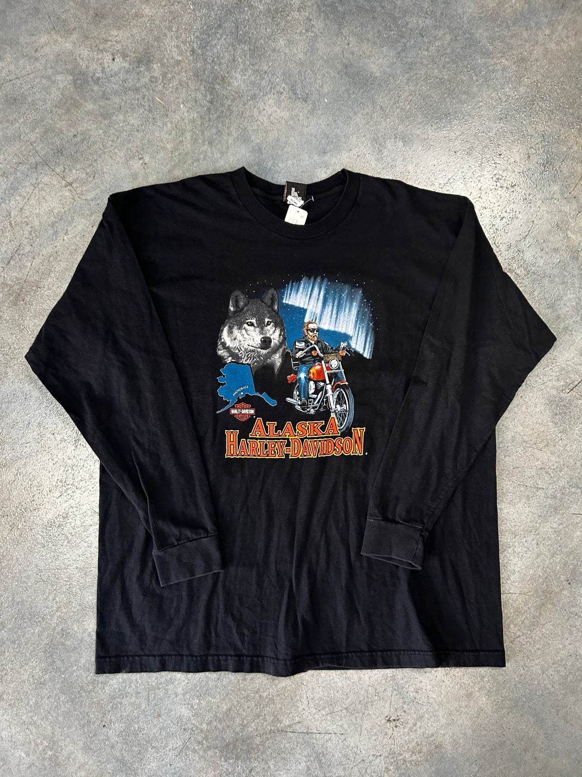 Vintage 20001 AlaskA Harley Davidson Black Long Sleeve Tee