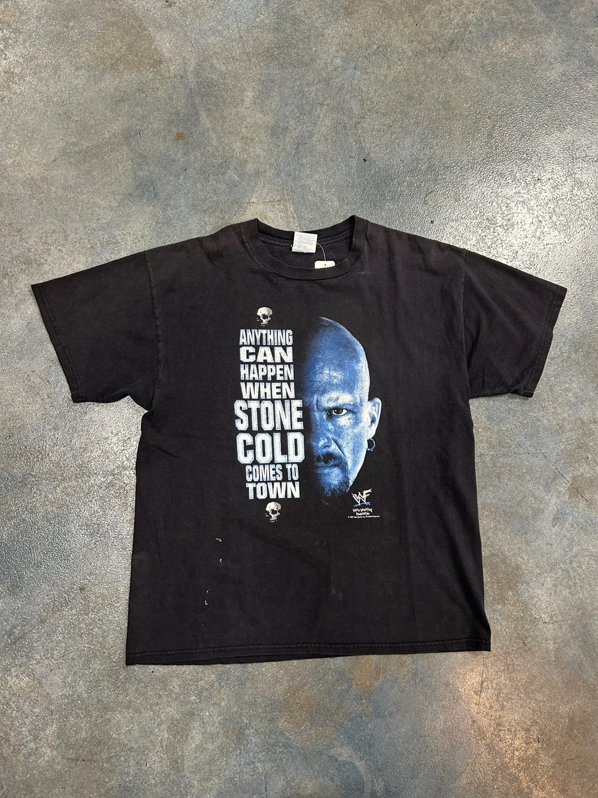 Vintage 1998 Anything can happen Stone Cold Wrestling Black Tee
