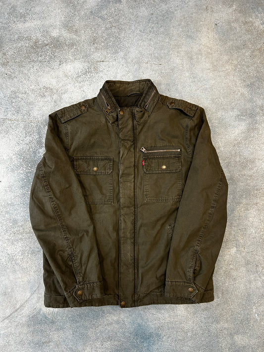 Vintage Lavi's Olive Washed Cotton Two Pocket Sherpa Lined Jacket