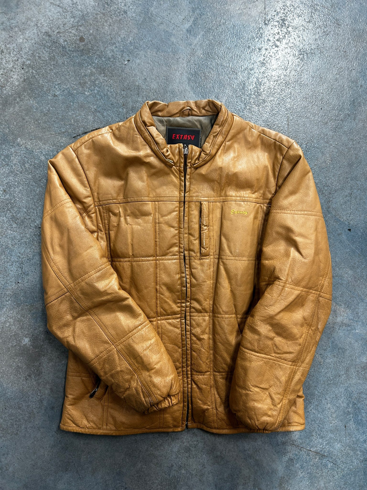 Vintage Extasy James & John Leather Zip Up Brown Jacket