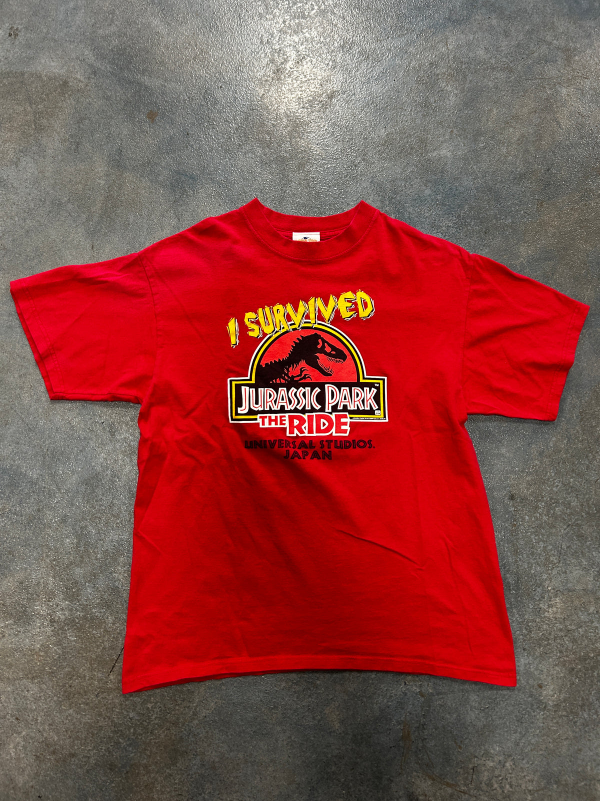 I SURVIVED Jurassic Park Japan Red Tee OTF (YY)