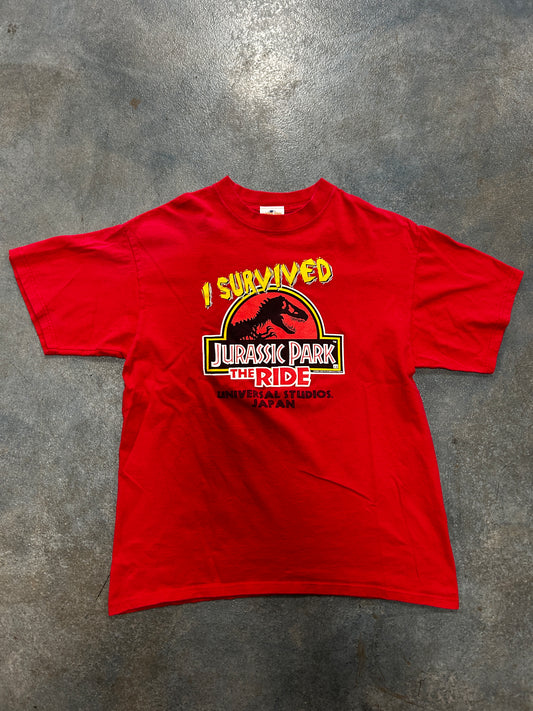 I SURVIVED Jurassic Park Japan Red Tee OTF (YY)