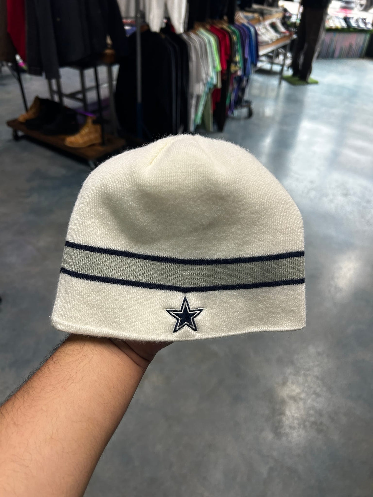 Cowboys White Beanie