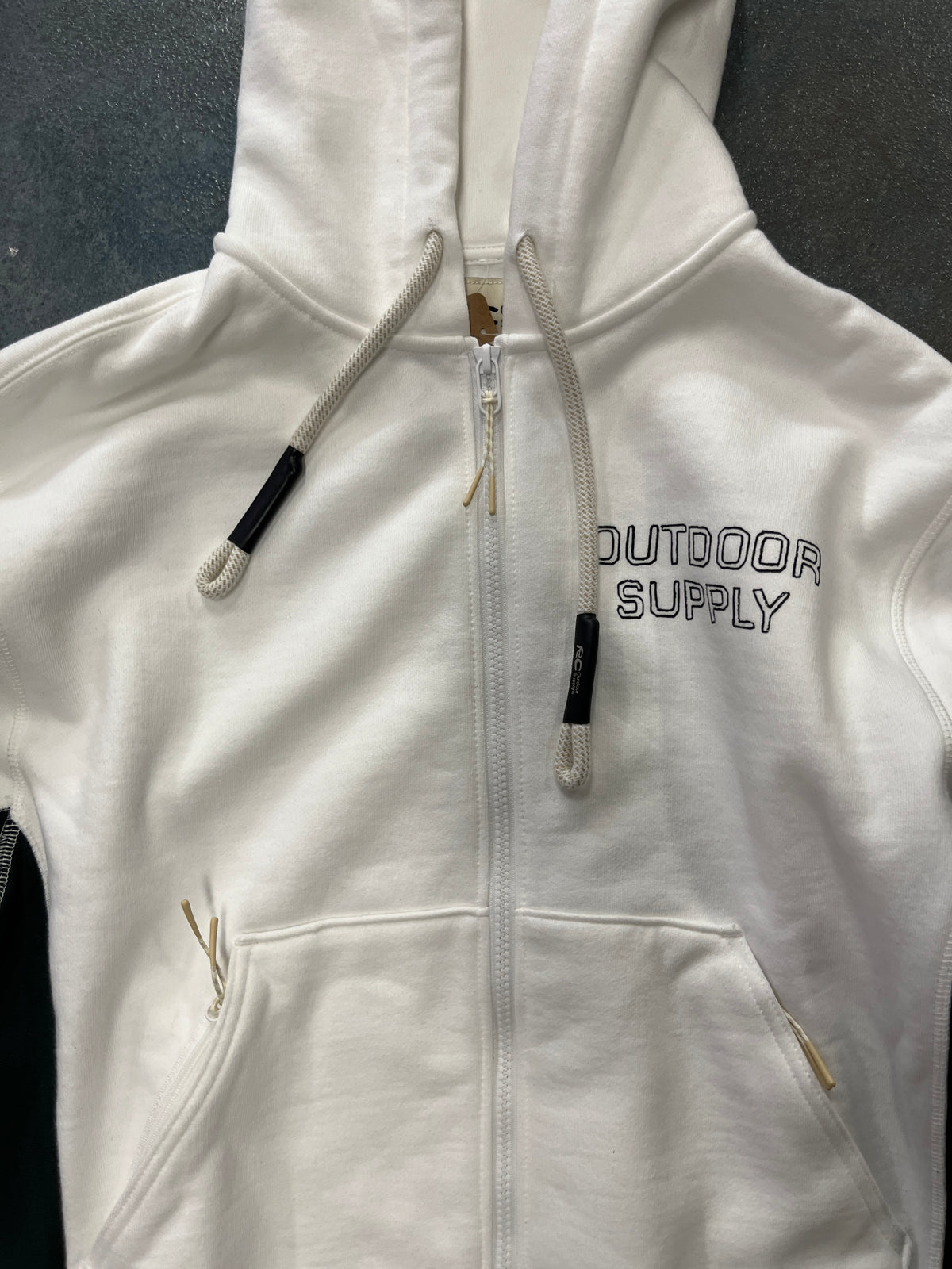 Outdoor Supply White Green Heavy Hoodie