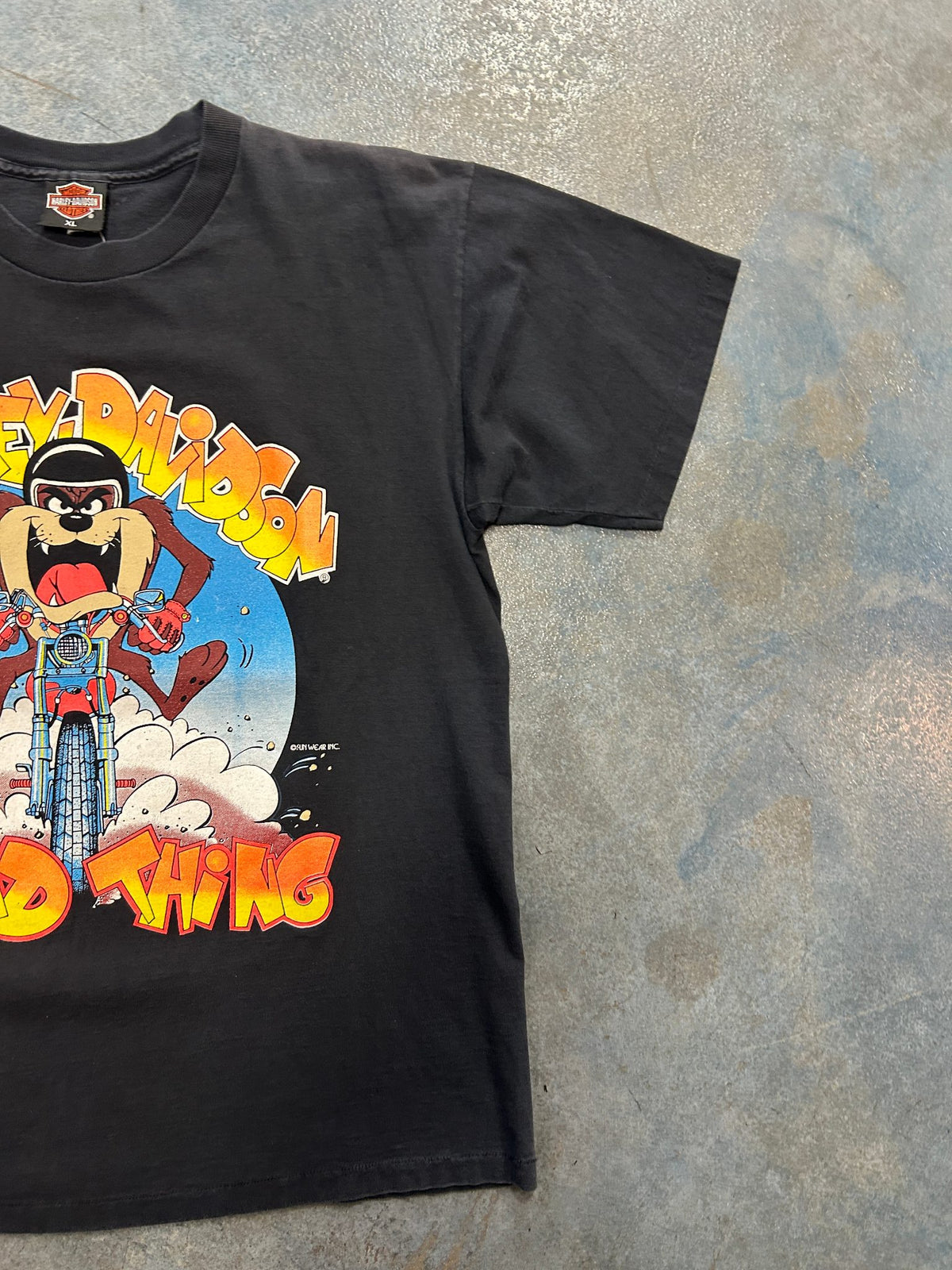 Vintage Looney Tunes 1991 Harley Davidson Tasmanian Devil "Wild Things" Black Tee