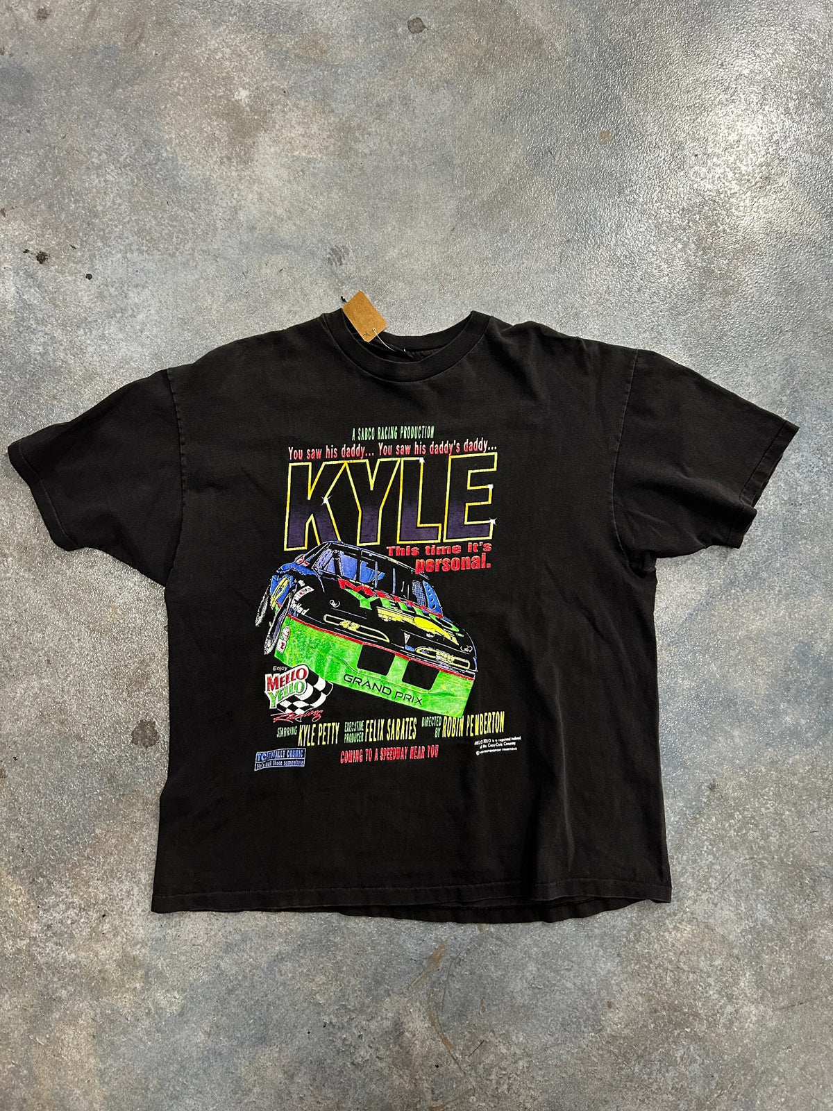 Vintage 1993 Kyle Petty #42 Mello Yello NASCAR Racing Black Tee