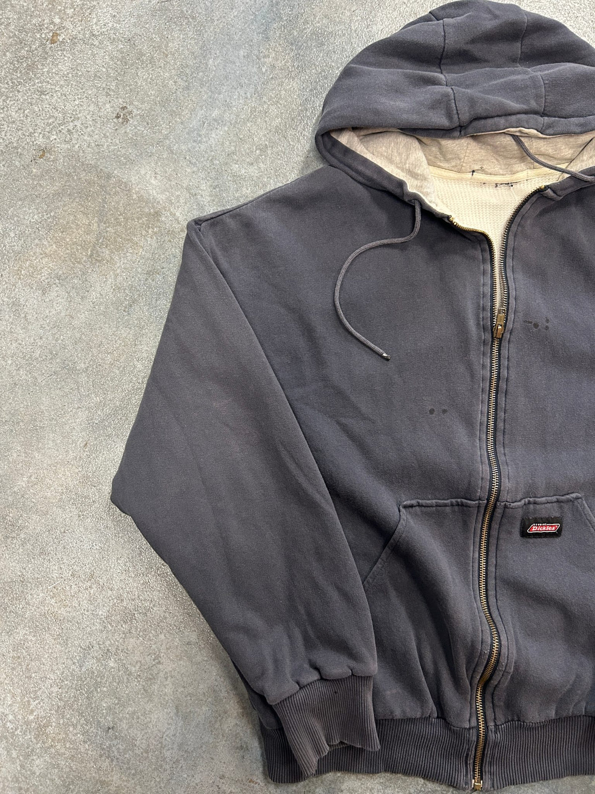 Vintage Dickies White Waffle Lining Dark Gray Zip Up