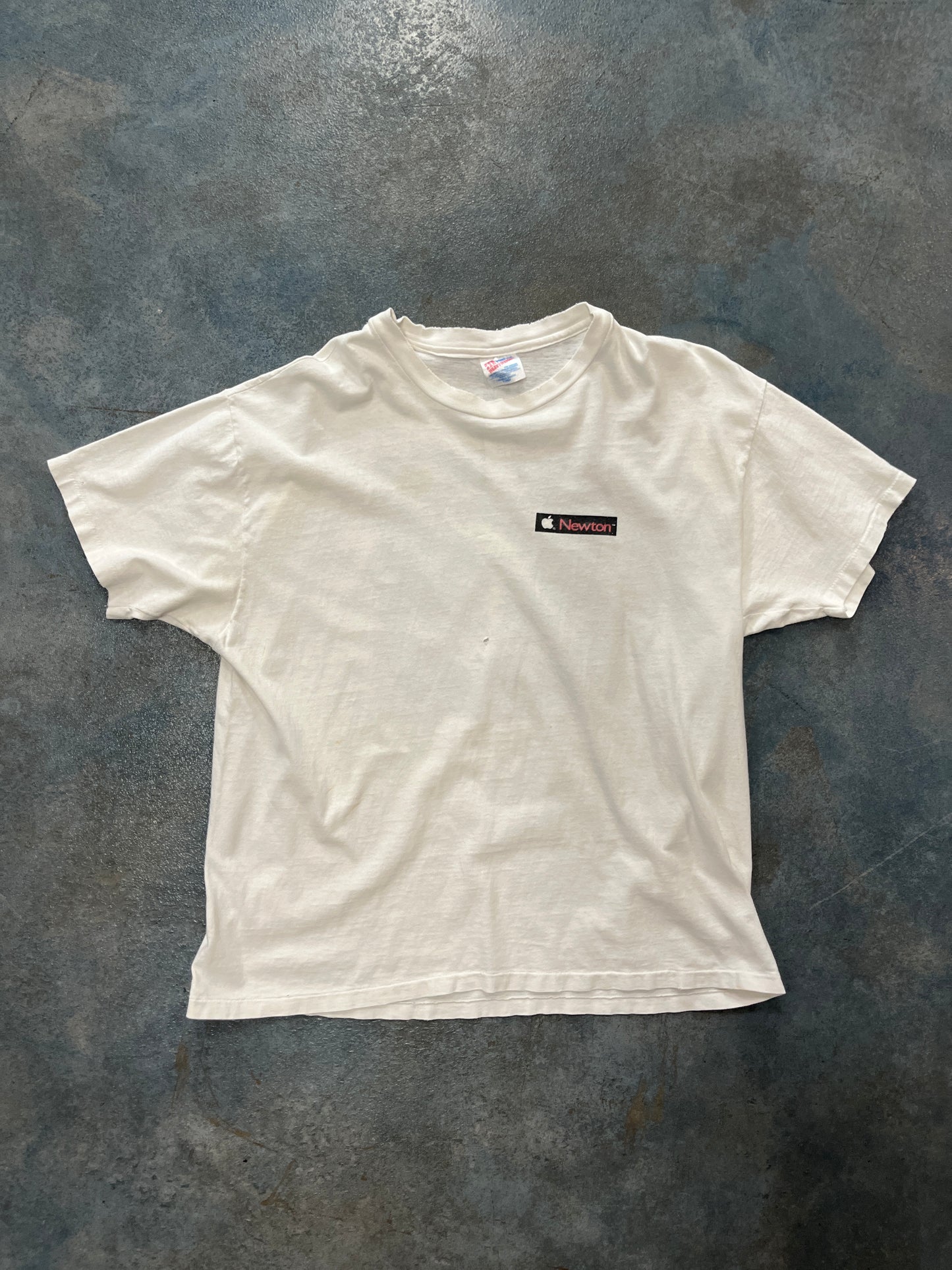 Vintage 90s Apple Newton Logo Hanes White T-Shirt OTF