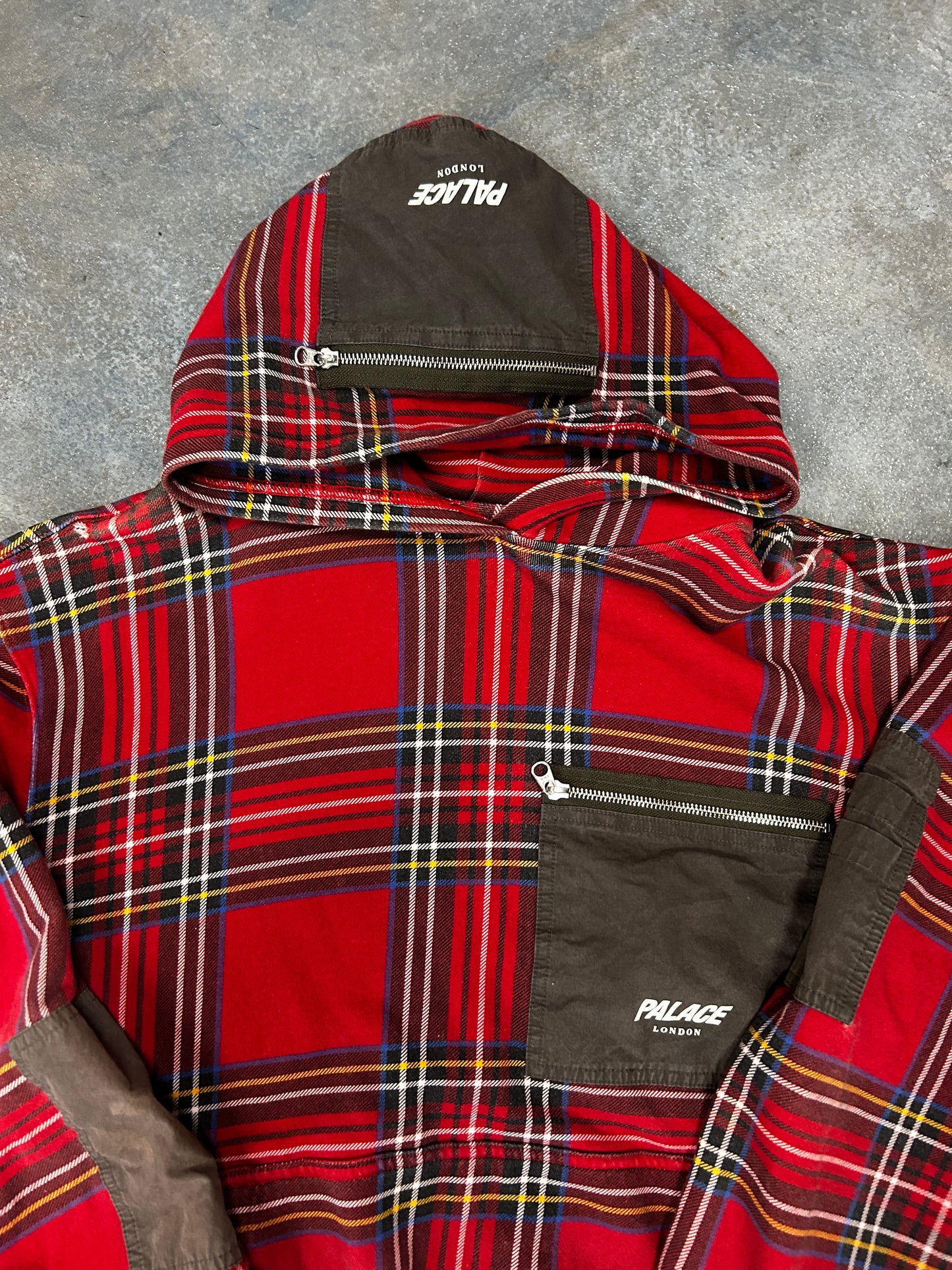 Palace Flight Pocket Hood Red Tartan (SC) B6