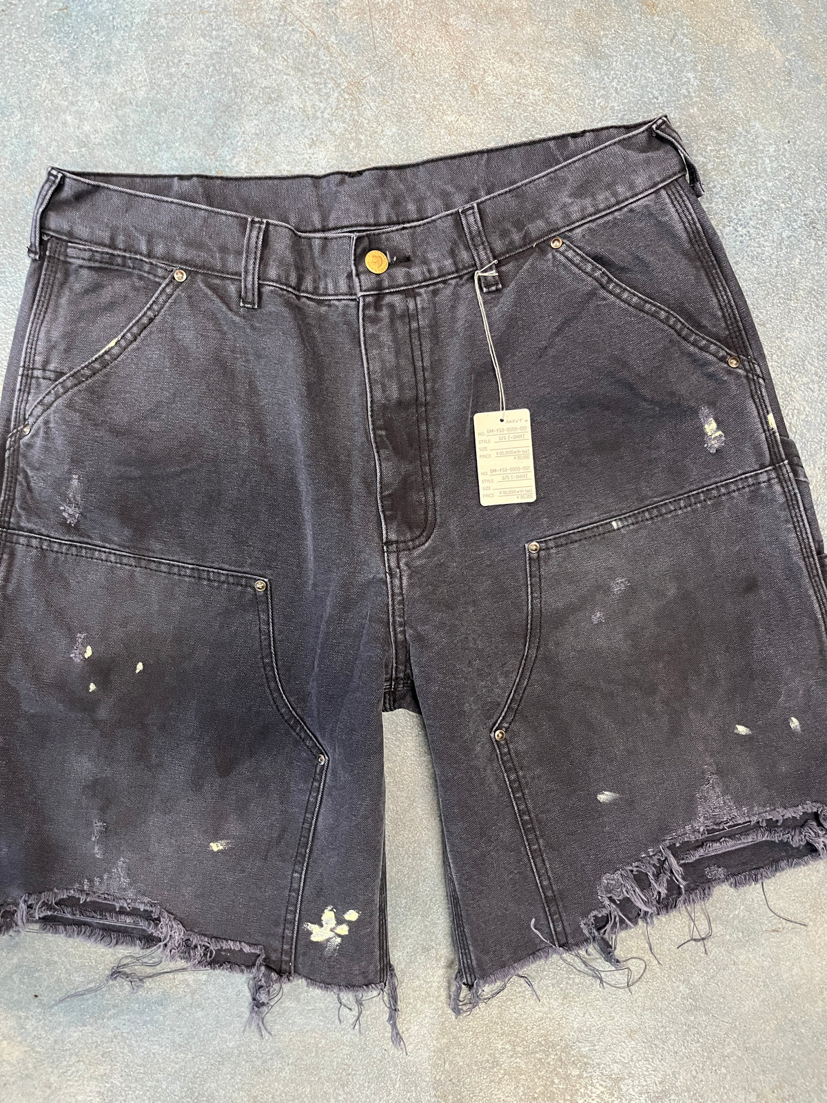 SAINT MXXXXXX Straight Leg Distressed Cotton Black Shorts 36W