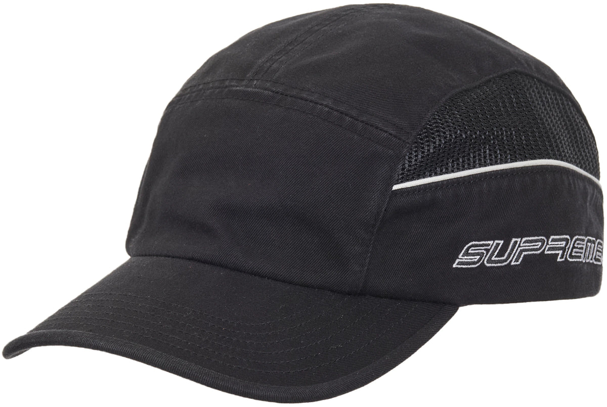 Supreme Side Mesh Piping Camp Cap Black