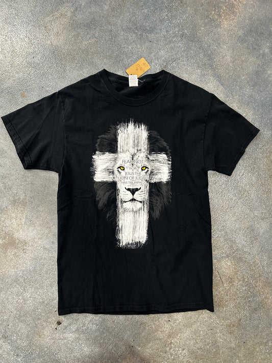 Vintage Lion Cross Black Tee