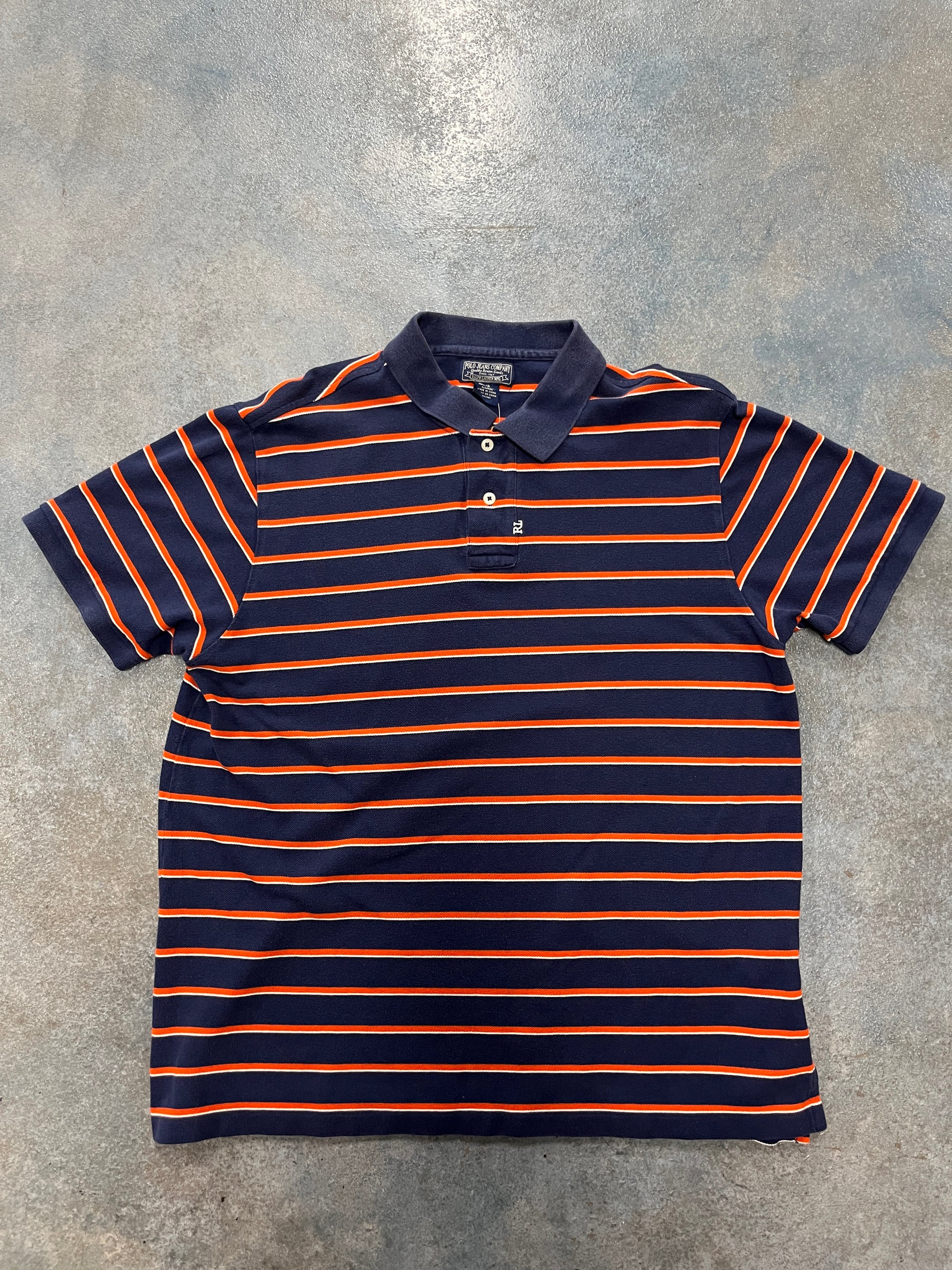 Polo Ralph Lauren Navy Blue Orange Stripes B38
