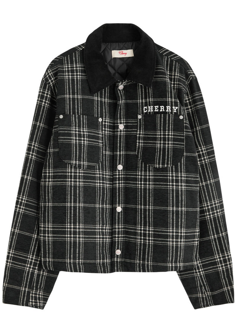 Cherry Los Angeles Checked-jacquard Chenille Jacket Black