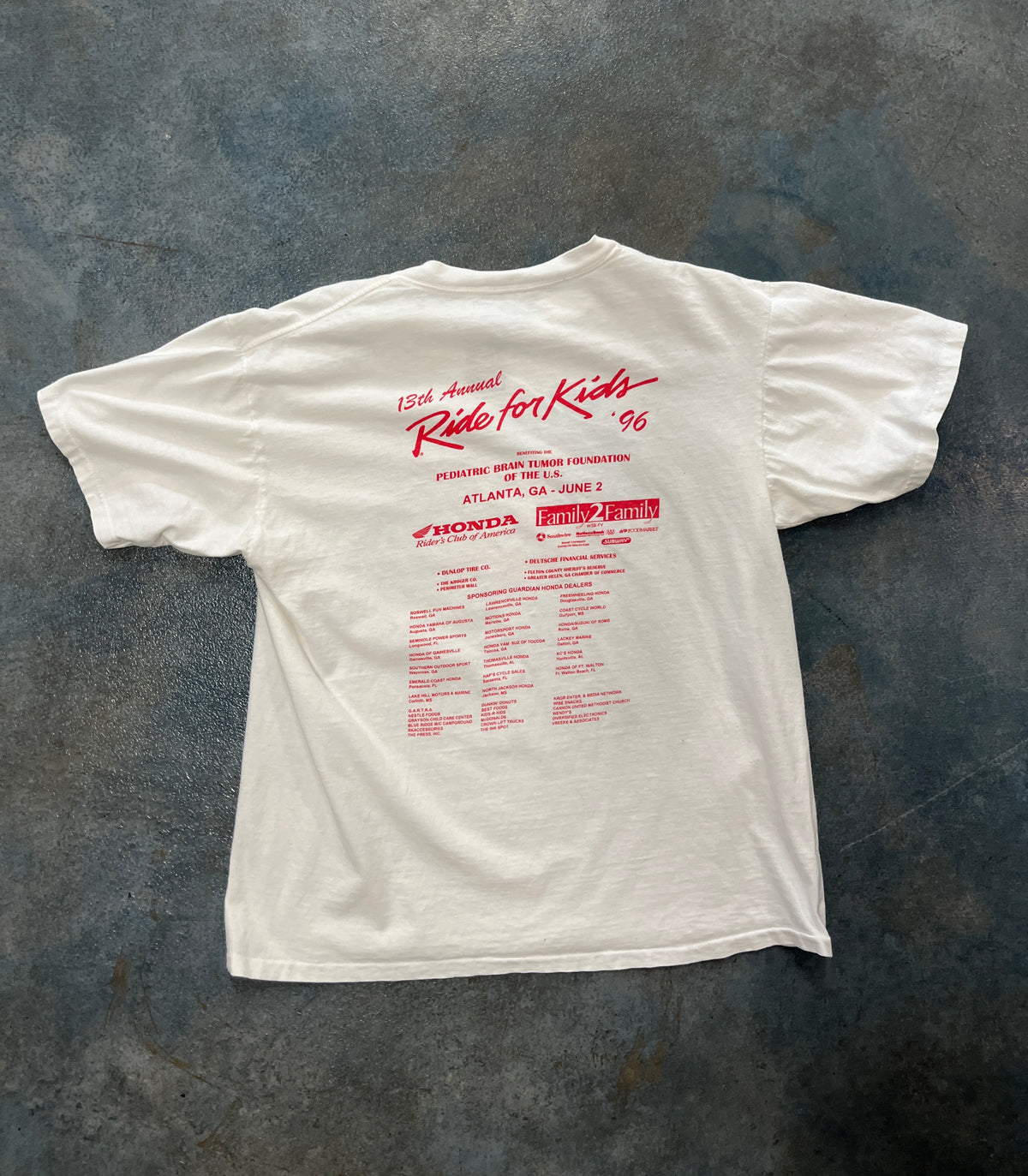 Vintage 1996 ‘Ride For Kids’ White Graphic White Tee