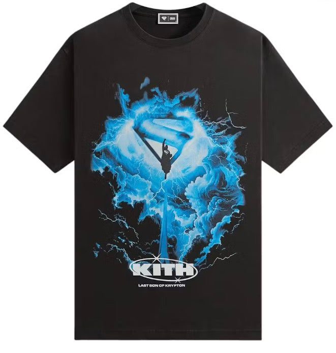Kith x Superman 2025 Movie Lightning Vintage Black Tee