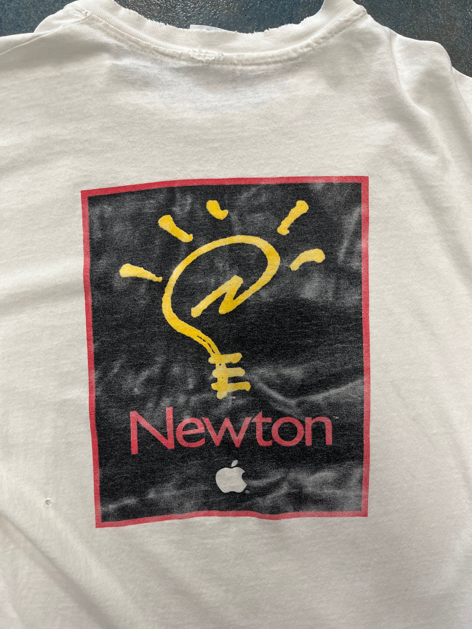 Vintage 90s Apple Newton Logo Hanes White T-Shirt OTF
