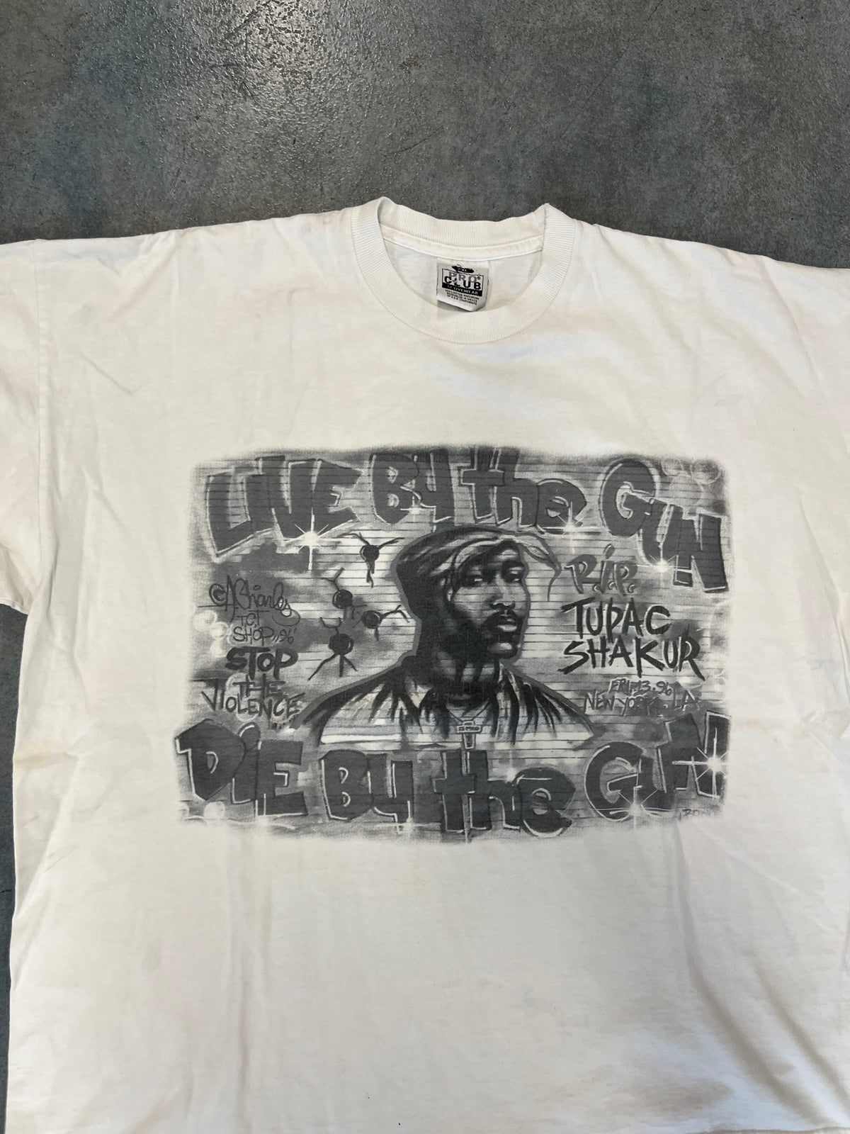 Tupac Memorial "Live By the Gun, Die By the gun" White Tee OTF