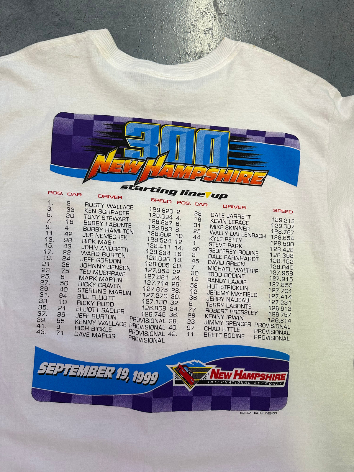 Vintage White Nascar '300 New Hampshire tee