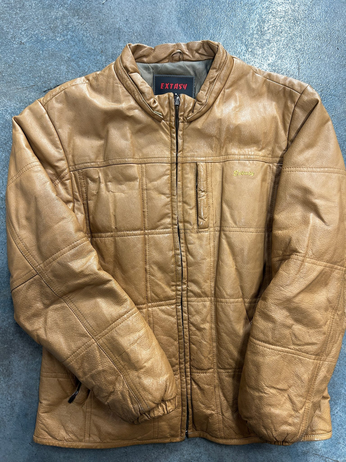 Vintage Extasy James & John Leather Zip Up Brown Jacket