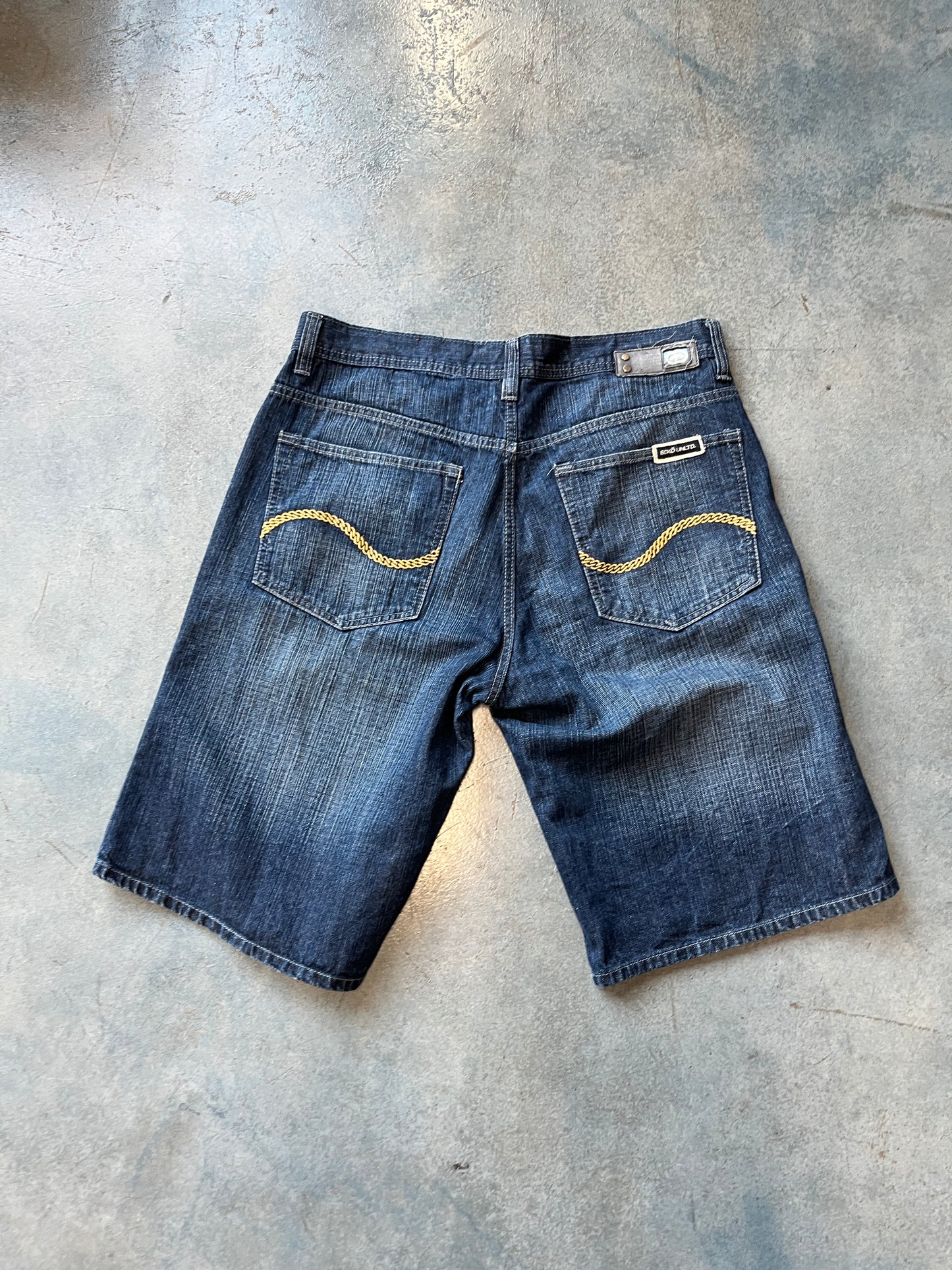 Echo UNLTD Denim Dark Blue Wash Faded Jorts OTF